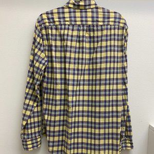 J. Crew Mens Casual Cotton Long Sleeved Shirt in Yellow/Blue plaid (Medium)
